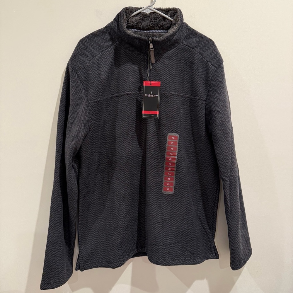 London Fog sherpa lined quarter zip chevron print‎ pullover